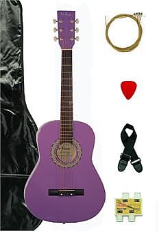 De Rosa Acoustic Guitar Outfit Bag, Strap, Pick, Extra Strings, Tuner DK3810R-PL Light Purple image 1