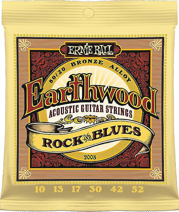 Ernie Ball 2008 Earthwood Acoustic 80/20 bronze Guitar Strings 10-52 rock blues image 1