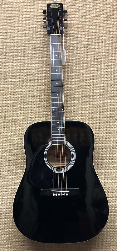Stagg SW203LH-BK Lefty Dreadnought Acoustic Guitar, Full Sound, Black Gloss Finish image 1