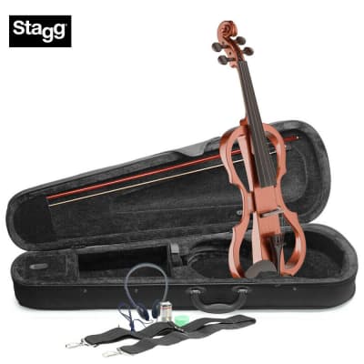 Stagg EVN X-4/4 VBR 4/4 Electric Violin Set w/Soft Case, Straps, Bow, Rosin, Headphones & 9V Battery image 1