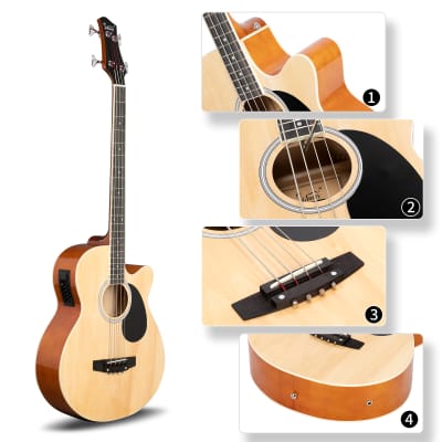 Glarry GMB101 4 string Electric Acoustic Bass Guitar w/ 4-Band Equalizer EQ-7545R 2020s - Burlywood image 14