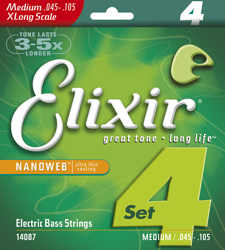 Elixir 14087 Nanoweb Electric 4-String Bass Medium, Extra Long Scale image 1