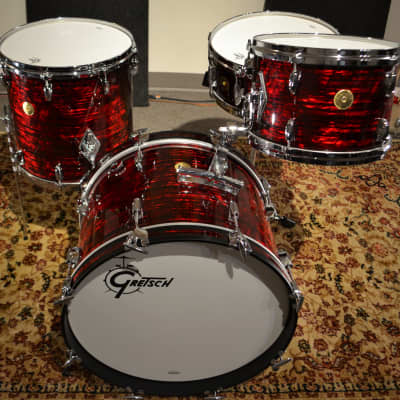 Gretsch 20/12/14/5x14" USA Custom Drum Set w/ Vintage build out - Red Wine Pearl image 3