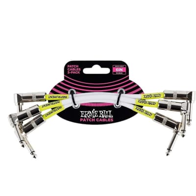 Ernie Ball 6 Inch Angled Instrument Patch Cable, White image 1