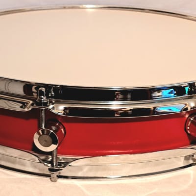 MARTIAL PERCUSSION Custom Maple Piccolo Snare Drum  w/ rings 2023 - Satin Red Burst image 3