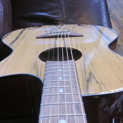 Luna Gypsy Exotic Cutaway Acoustic Electric Guitar Black/White Ebony GYP E BWE image 2