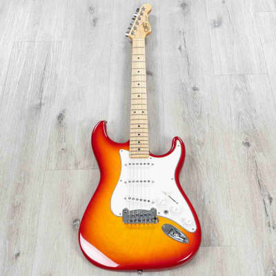 G&L Fullerton Deluxe S-500 Guitar, Hard-Rock Maple Fretboard, Cherryburst image 3