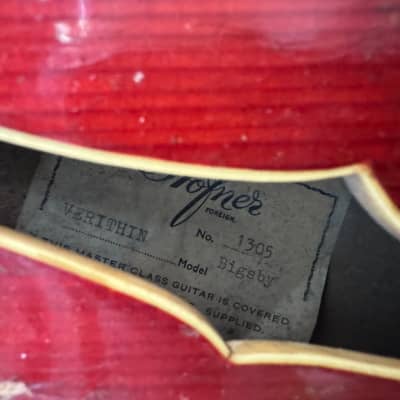 Vintage 1963 Hofner Verithin Cherry Red Hollow Archtop Electric Guitar *1960s* image 7