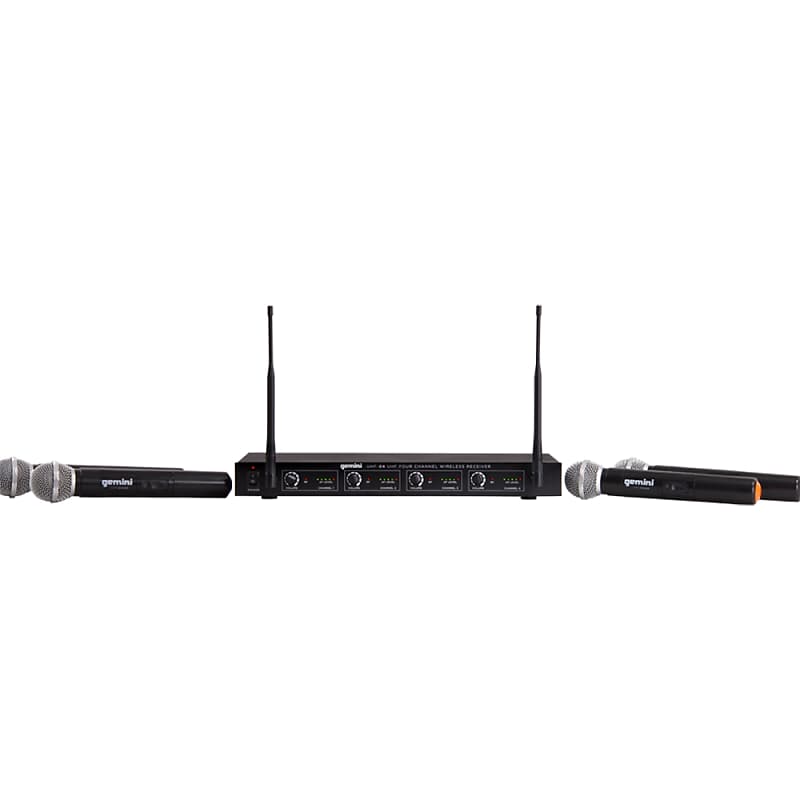 Gemini UHF-04M 4-Channel Wireless Dynamic Handheld Microphone System 500-950MHz image 1