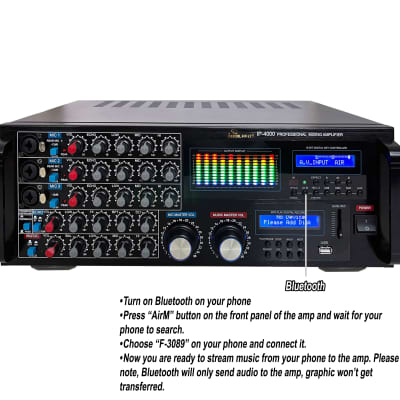 Bluetooth Home Karaoke Party System 3000W IP-4000  Mixing Amplifier & IPS-20 1500W Speaker,UHF-630 Wireless Microphones image 3