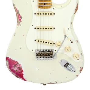 Fender Custom Shop LTD 1957 Stratocaster Heavy Relic Olympic White over Pink Paisley image 2