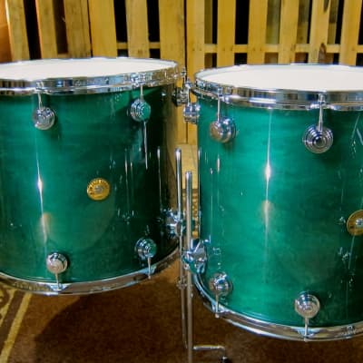 DW Jazz Series Drum Set, Maple Gum Shells, Turquoise Green Stain Lacquer Finish image 2