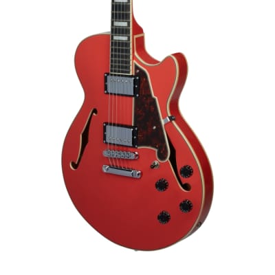 D'Angelico Premier SS Semi-Hollow Electric Guitar Stopbar Tailpiece Fiesta Red, DAPSSFRCSCB image 4