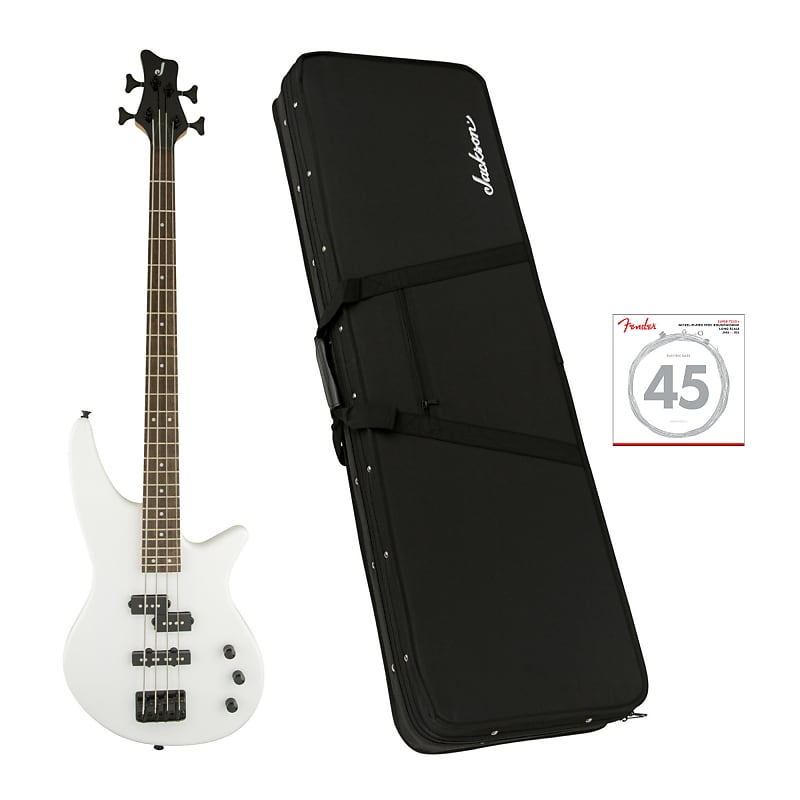 Jackson JS Series Spectra Bass JS2 4-String Electric Guitar (Snow White) Bundle with Jackson Hard-Shell Gig Bag and Strings (3 Items) image 1
