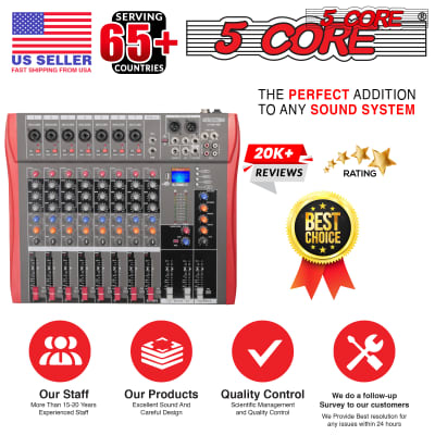 5 Core Audio Mixer DJ Equipment Digital Sound Board Karaoke XLR Mixers Professional 8 Channel Bluetooth USB w Effects for Recording Music Studio PC Podcast Instruments Consola De Sonido - MX 8CH image 13