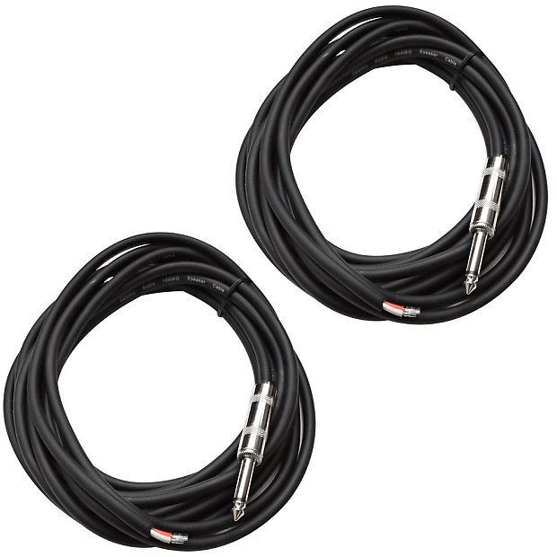 Seismic Audio QRW15PAIR 16-Gauge Raw Wire to 1/4" TRS Speaker Cable - 15' (2-Pack) image 1