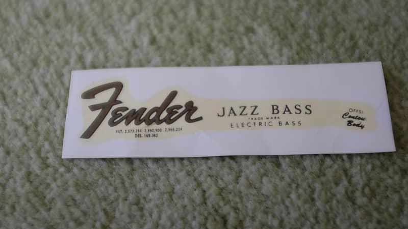 Fender JAZZ BASS silkscreen decal 1962 NOS image 1
