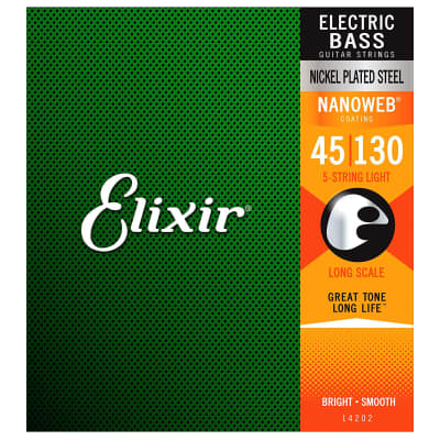 Elixir 14202 Electric Bass Nickel Plated Nanoweb Light 45-130 Long Scale