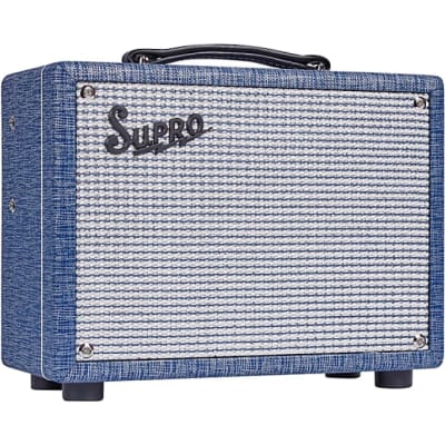 Supro Supro 1605R Reverb 5W 1x8 Tube Guitar Combo Amp Blue image 1