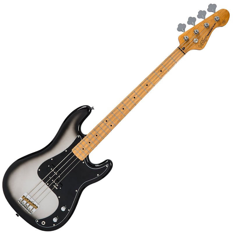 Vintage V4 ReIssued Bass Guitar ~ Silverburst | Reverb