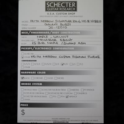 Schecter USA Custom Shop Keith Merrow KM-6 MK-III Hybrid Galaxy Burst 6-String w/ Tolex Case (2021) image 12