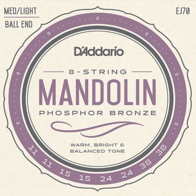 D'Addario EJ70 Phosphor Bronze Mandolin Strings, Ball End, Medium/Light, 11-38 image 1