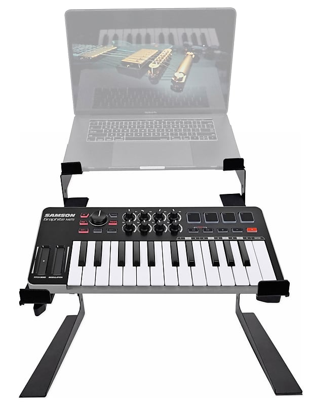 Samson Graphite M25 25-Key USB MIDI Keyboard Controller+Dual Shelf Studio Stand image 1