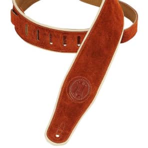Levys Guitar Strap MSS3CP-CPR  2.5' Signature Series Suede, Cream Piping, Copper image 4