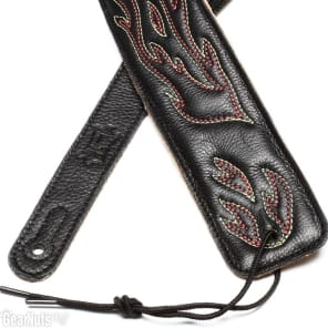 Levy's DM1 2.5" Flame Stitch Garment Leather Guitar Strap - Black image 2
