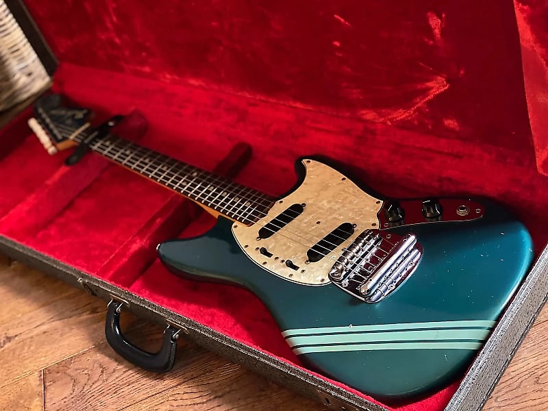 Original Vintage 1969 USA Fender Mustang Lake Placid Blue Competition Burgundy w/ OHSC. Kurt Cobain Nirvana image 1