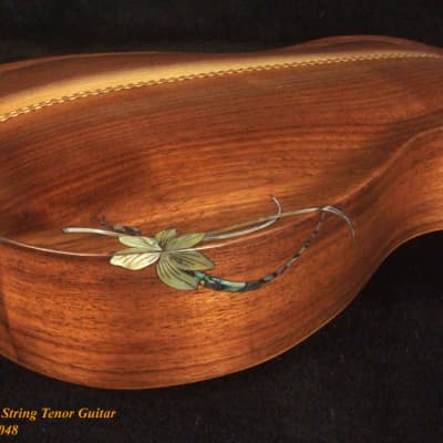 Bruce Wei Curly Spalted Maple, Walnut ARCH-BACK 4 String Tenor Guitar, Vine Inlay TG-2048 image 7