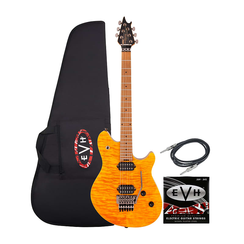 EVH Wolfgang Standard QM 6 String Electric Guitar Trans Amber