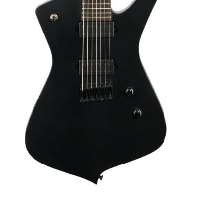 Ibanez Iron Label Iceman ICTB721 7-String Guitar with Bag Black Flat image 3