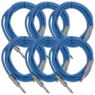 SEISMIC AUDIO New 6 PACK Blue 1/4" TS 10' Patch Cables - Guitar - Instrument image 1