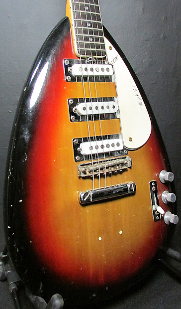 1960's Vox V-222 MKVI Teardrop Vintage Electric Guitar in Sunburst image 1
