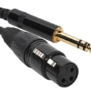 XLR 3 pin Female to 1/4" TRS Male Stereo 1 ft Patch Adapter Cable Gold Contacts