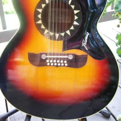 Framus 12-string Acoustic 5/297 Guitar and Hardshell Case 1960's sunburst image 2