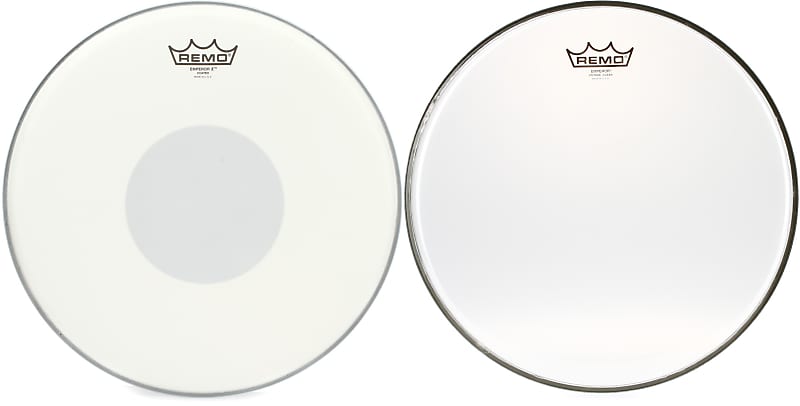 Remo Emperor X Coated Drumhead - 14 inch - with Black Dot  Bundle with Remo Emperor Vintage Clear Drumhead - 14 inch image 1
