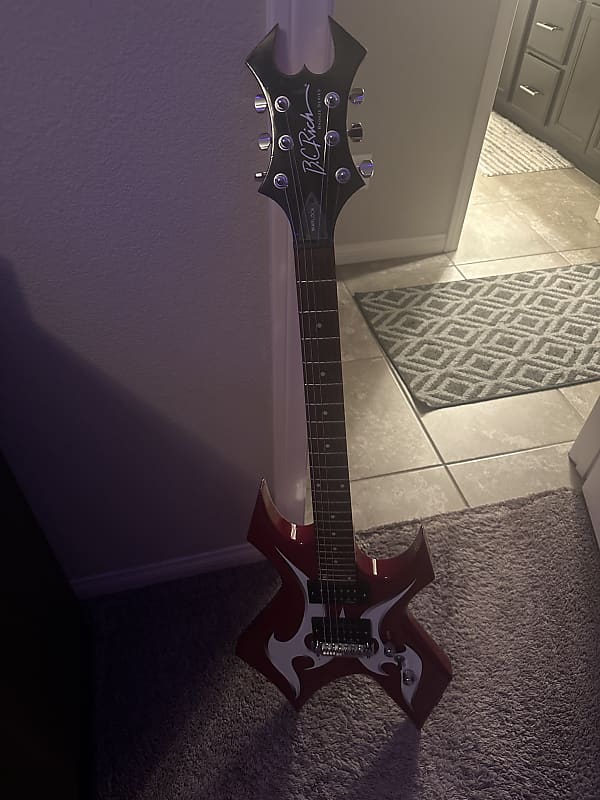 B.C. Rich Warlock 2003 - Red with White Tribal Patterm image 1