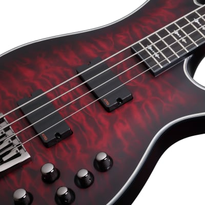 Schecter Hellraiser Extreme-4  Crimson Red Burst Satin CRBS Electric Bass + Hard Case Extreme 4 image 5