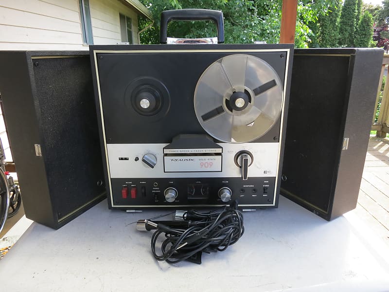 Vintage Realistic Reel to Reel Tape Recorder with Speakers Model 909A Black