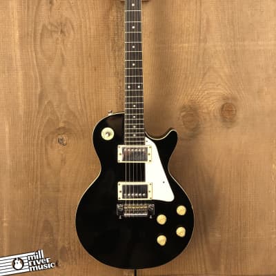 Hondo Deluxe Series HS-737 Les Paul-Style Vintage Singlecut Guitar Black 1983 image 2