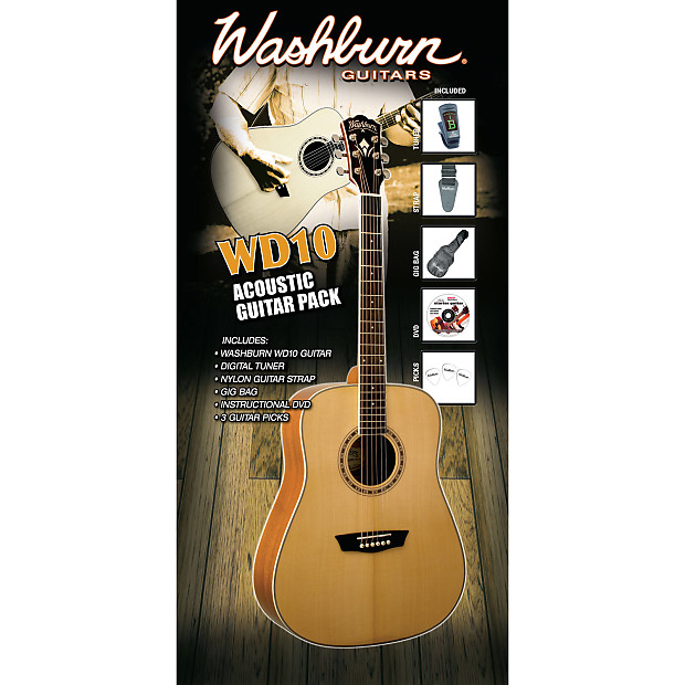 Washburn WD10 Dreadnought Acoustic Guitar Pack Reverb Canada