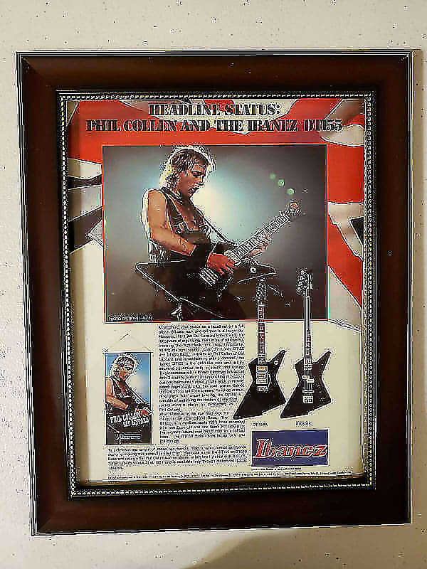 1984 Ibanez Guitars Color Promotional Ad Framed Phil Collen Def Leppard  Original