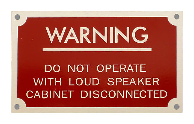 Speaker Warning Plate for JMI Vox Amp Heads image 1