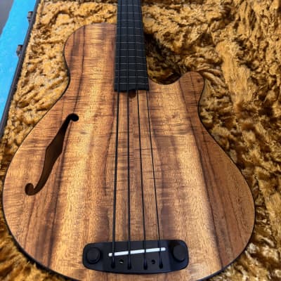 Rob Allen Deep 4 Lined Fretless Electric Bass 2008 - Mahogany body with Koa top image 3