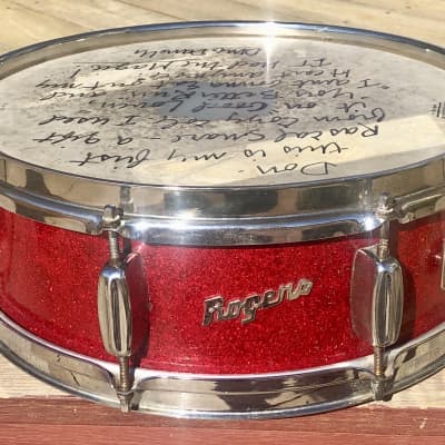 RARE 1 of A KIND ROGERS HOLIDAY SNARE #2636 HAND signed DINO DANELLI "RASCALS"1960s RED SPARKLE image 2