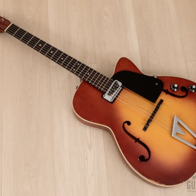 1964 Martin F-50 Vintage Hollowbody Electric Guitar Shaded Top w/ DeArmond Dynasonic, Case image 13