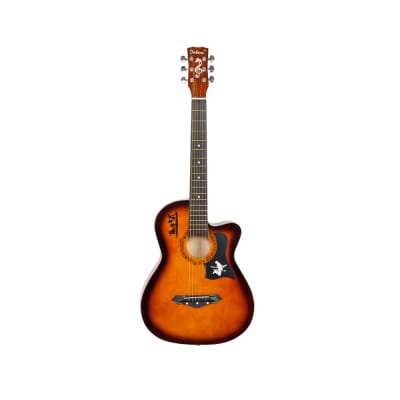 DK-38C Basswood Guitar Bag Straps Picks LCD Tuner Pickguard String Set 2020s Brown image 11