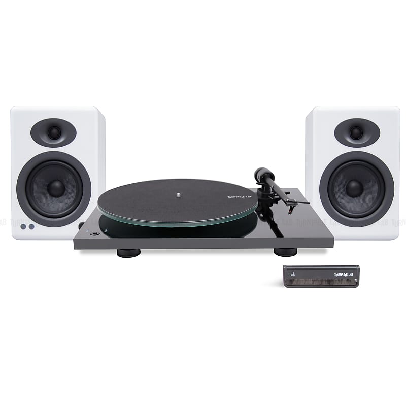 Pro-Ject: T1 Phono SB / Audioengine A5+ / Turntable Package Black Turntable / White Speakers  			
